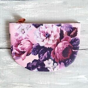 Ipsy Glam Bag Floral Cosmetic Bag Pink Purple Zip Makeup Travel Accessory Clutch